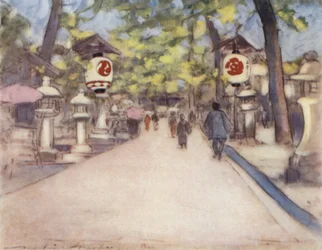 Eine Allee von Laternen